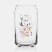 マタイ5賛美:8はハートの花の中で純粋 ガラス缶 (正面)