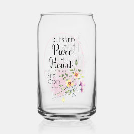 マタイ5賛美:8はハートの花の中で純粋 ガラス缶