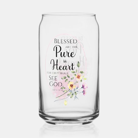 マタイ5賛美:8はハートの花の中で純粋 ガラス缶 (正面)