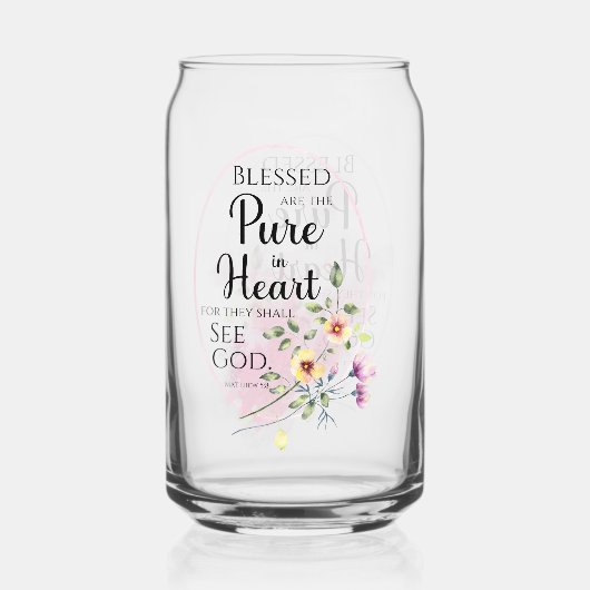マタイ5賛美:8はハートの花の中で純粋 ガラス缶 (裏面)