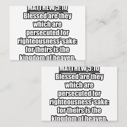 マタイ5:10 KJV聖書の聖句タイポグラフィ エンクロージャーカード (正面/裏面)