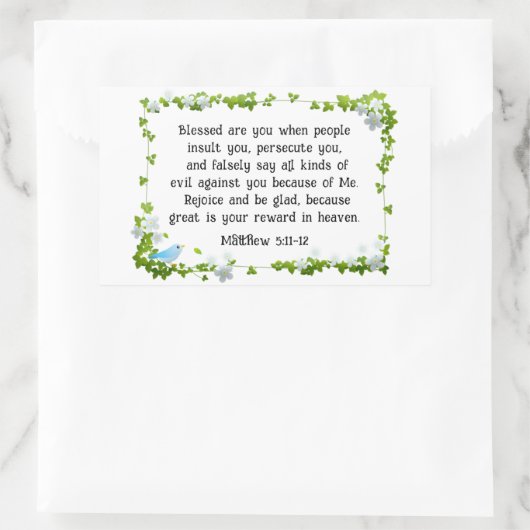 マタイ5:11-12賛美は、あなた方の聖書 長方形シール (バッグ)