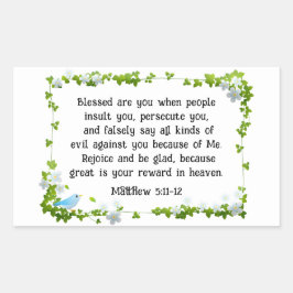 マタイ5:11-12賛美は、あなた方の聖書 長方形シール