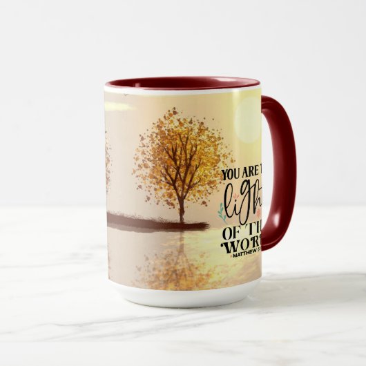 マタイ5:14あなたは世界聖書の光である マグカップ (正面右)
