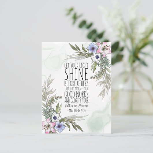 マタイ5:16あなたの光を他の人々の前に輝かせなさい ポストカード (スタンド正面)