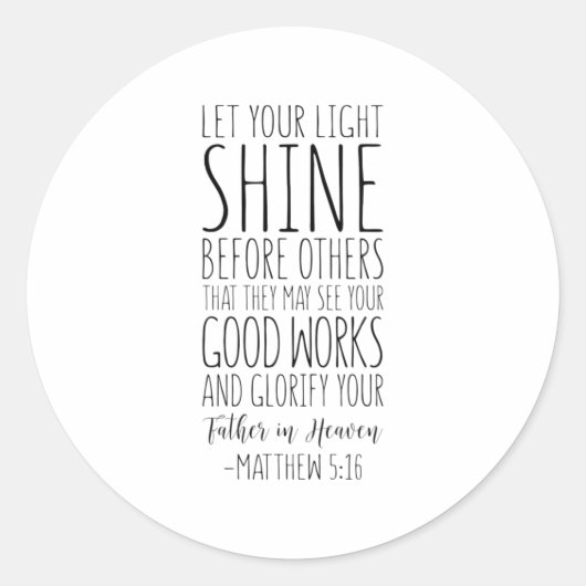 マタイ5:16あなたの光を他の人々の前に輝かせなさい ラウンドシール (正面)