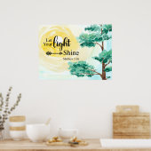 マタイ5:16あなたの光を聖書クリスチャンに輝かせなさい ポスター (キッチン)