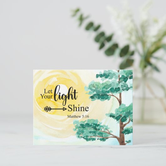 マタイ5:16あなたの光を聖書クリスチャンに輝かせなさい ポストカード (スタンド正面)