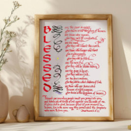 マタイ5 3 12イエス賛美キリスト教聖書聖句 ポスター