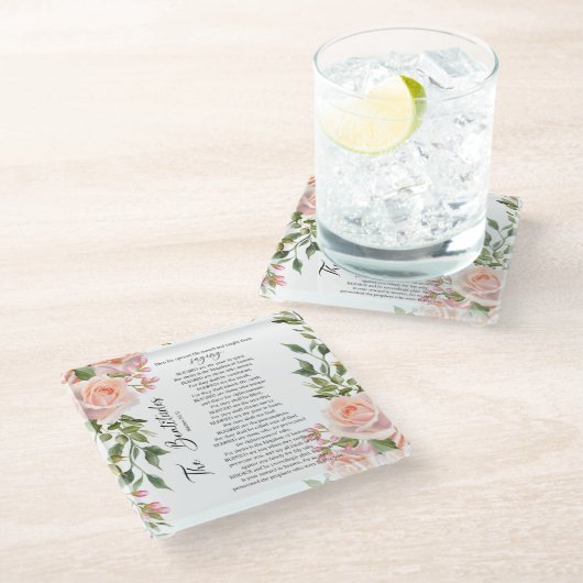 マタイ5:3-12聖なる書物、 経典バラ ガラスコースター (アングル)