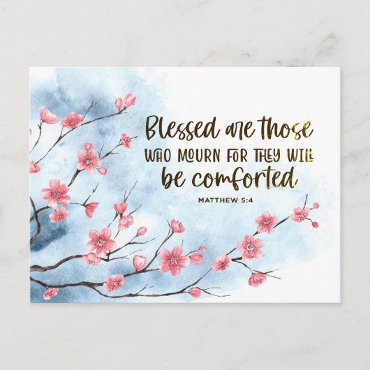 マタイ5:4賛美はモーリン悔やみや弔慰 ポストカード (正面)