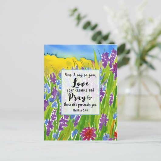 マタイ5:44わたしはあなた方に言う敵を愛せよ聖書 ポストカード (スタンド正面)