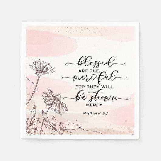 マタイ5:7賛美は慈悲の聖句である スタンダードカクテルナプキン (正面)
