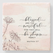 マタイ5:7賛美は慈悲の聖句である ストーンコースター (正面)