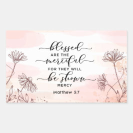 マタイ5:7賛美は慈悲の聖句である 長方形シール