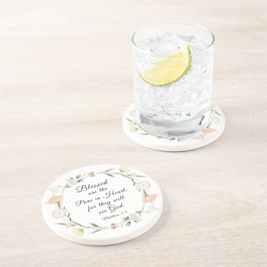 マタイ5:8は賛美ハートの聖典の中で純粋である コースター (側面)