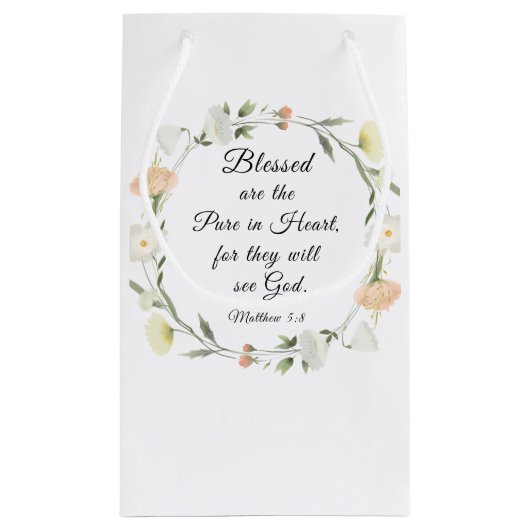 マタイ5:8は賛美ハートの聖典の中で純粋である スモールペーパーバッグ (裏面)