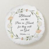 マタイ5:8は賛美ハートの聖典の中で純粋である ラウンドクッション (裏面)