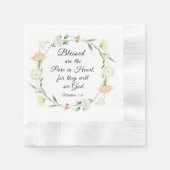 マタイ5:8は賛美ハートの聖典の中で純粋である 縁ありカクテルナプキン (正面)