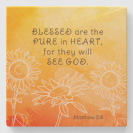 マタイ5:8は賛美聖書の聖句の中で純粋なハートである ストーンコースター