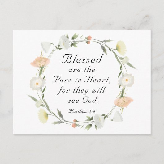 マタイ5:8は賛美聖書の聖句の中で純粋なハートである ポストカード (正面)