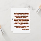 マタイ6:19-21 KJV聖書聖なる書物、 経典挨拶 カード (正面/裏面インサイチュ)