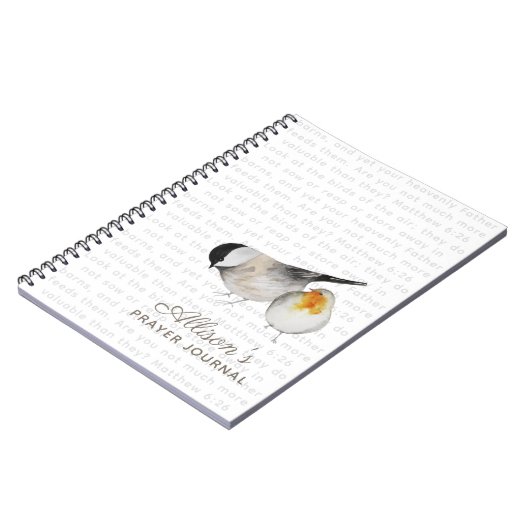 マタイ6:26水彩鳥類祈りの言葉雑誌 ノートブック (左側)