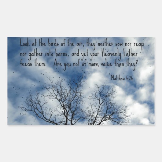 マタイ6:26空中の鳥を見よ… 長方形シール (正面)