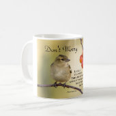 マタイ6:26聖書の聖句、心配するな コーヒーマグカップ (正面左)