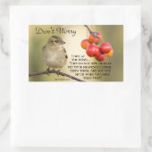 マタイ6:26聖書の聖句、心配するな 長方形シール (バッグ)