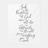 マタイ6:33聖書の聖句を求める フリースブランケット (正面)