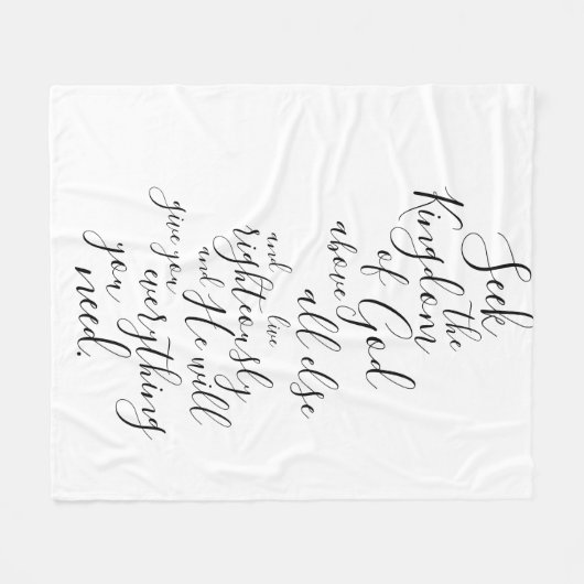 マタイ6:33聖書の聖句を求める フリースブランケット (正面(横))