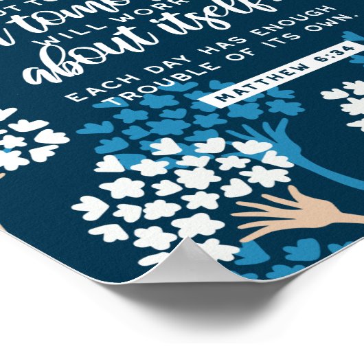 マタイ6:34聖書の節 ポスター (角)