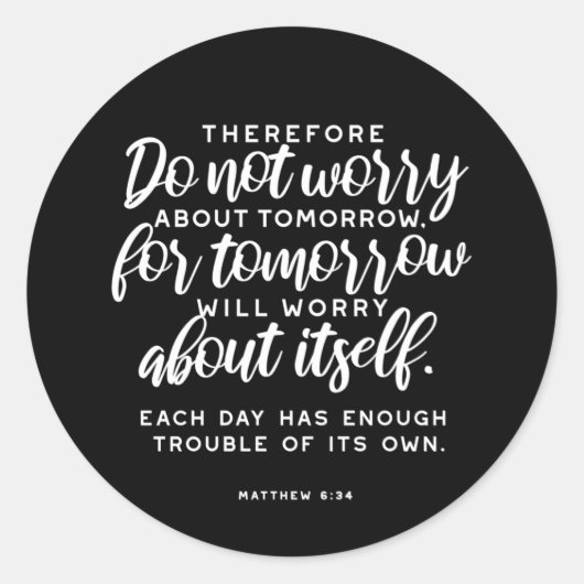 マタイ6:34聖書の節 ラウンドシール (正面)