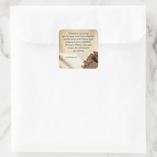 マタイ6:6あなた方がキリスト教祈の聖書の節を読むとき スクエアシール (バッグ)