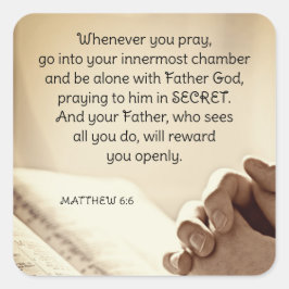 マタイ6:6あなた方がキリスト教祈の聖書の節を読むとき スクエアシール