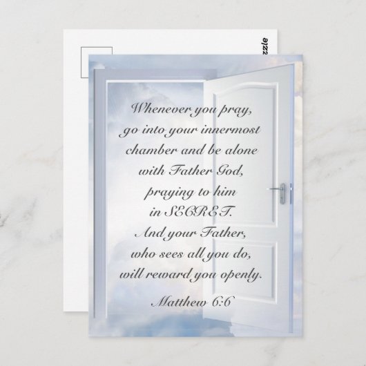 マタイ6:6あなた方がキリスト教祈の聖書の節を読むとき ポストカード (正面/裏面)
