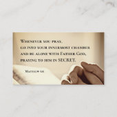 マタイ6:6あなた方がキリスト教祈の聖書の節を読むとき 名刺 (正面)