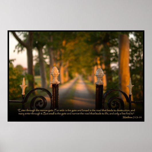 マタイ7:13-14キリスト教聖書聖句ポスター ポスター (正面)