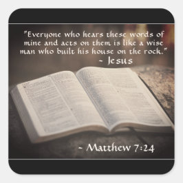 マタイ7:24聖書の岩の上に彼の家を建てた スクエアシール