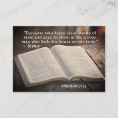 マタイ7:24聖書の岩の上に彼の家を建てた 名刺 (正面)