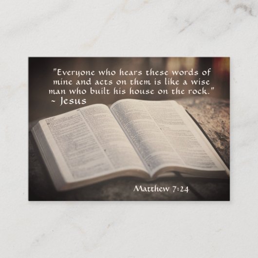 マタイ7:24聖書の岩の上に彼の家を建てた 名刺 (正面)