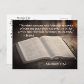 マタイ7:24-25聖書の岩の上に彼の家を建てた ポストカード (正面/裏面)