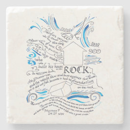 マタイ7 24 27ロックバイブル聖句の上の家 ストーンコースター