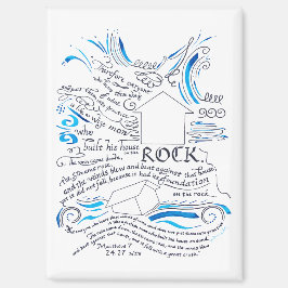 マタイ7 24 27ロックバイブル聖句の上の家 マグネット