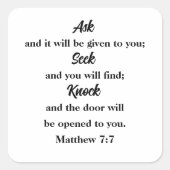 マタイ7:7ノッ頼ク聖句を求める スクエアシール (正面)