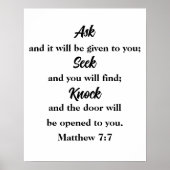 マタイ7:7ノッ頼ク聖句を求める ポスター (正面)