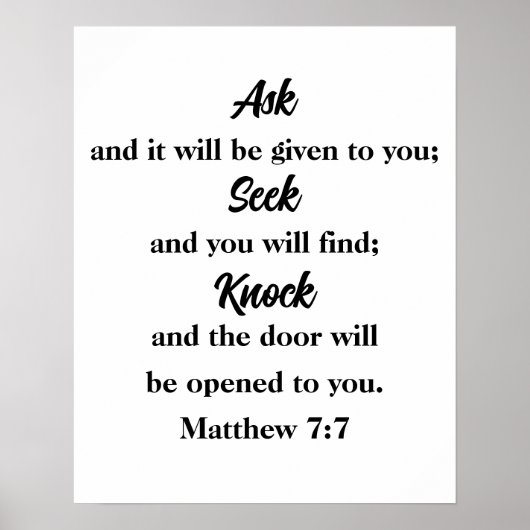 マタイ7:7ノッ頼ク聖句を求める ポスター (正面)