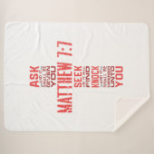 マタイ7:7聖書の十字架シェルパ毛布 シェルパブランケット (正面(横))