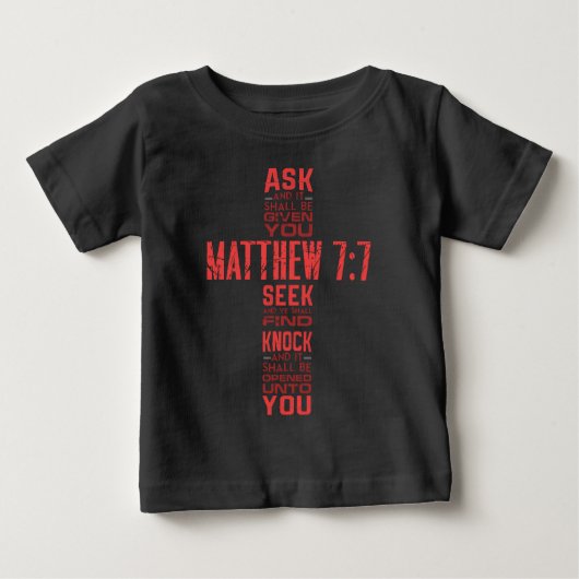 マタイ7:7聖書の十字架 ベビーTシャツ (正面)